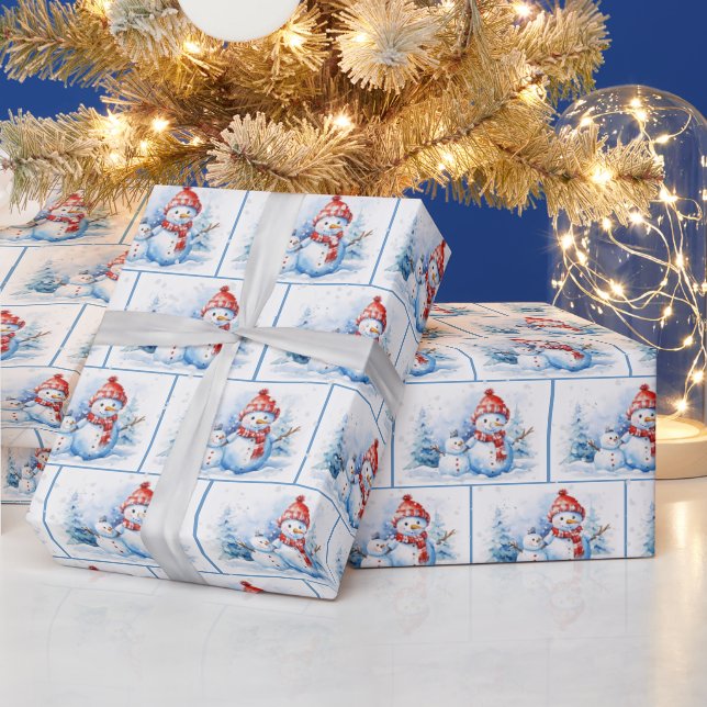 Papel De Regalo Navidades De Acuarela Nieve En Copos De Nieve (Vacaciones)