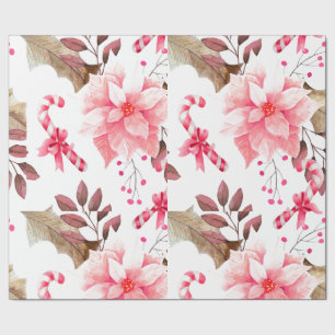 Papel De Regalo Navidades de acuarela Pointsettia Flores Florales