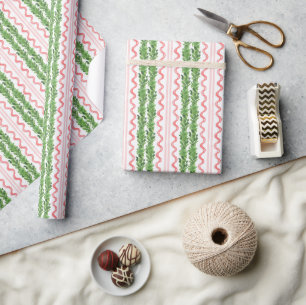 Papel De Regalo Navidades de acuarela Red Striped Bow Garland