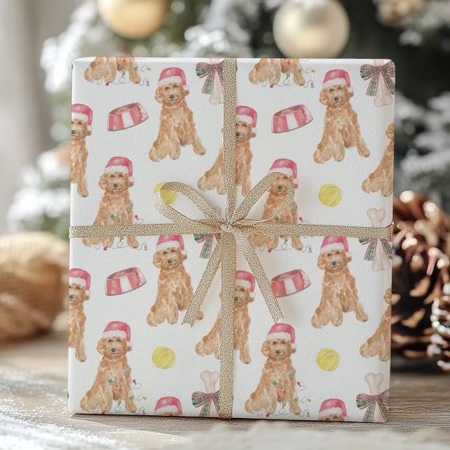 Papel De Regalo Navidades de acuarela Santa Dogs (Subido por el creador)
