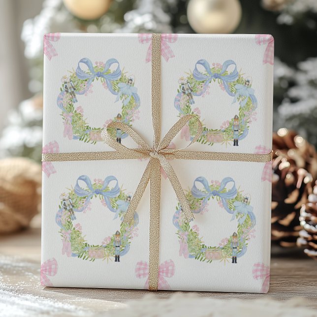 Papel De Regalo Navidades de acuarela Wreath de nutcracker (Subido por el creador)