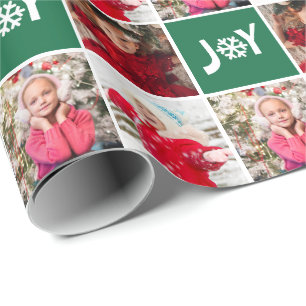 Papel De Regalo Navidades de Alegría Verde Collage de fotos perso