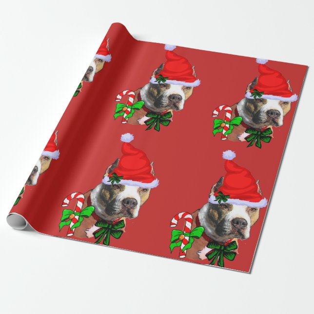Papel De Regalo Navidades de American Pit Bull Terrier (Desenrollado)