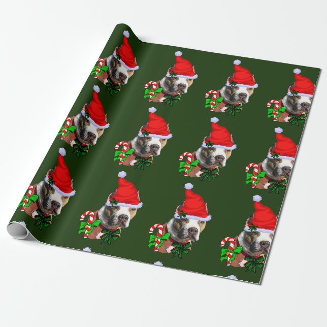 Papel De Regalo Navidades de American Pit Bull Terrier (Desenrollado)