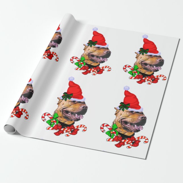 Papel De Regalo Navidades de American Pit Bull Terrier (Desenrollado)