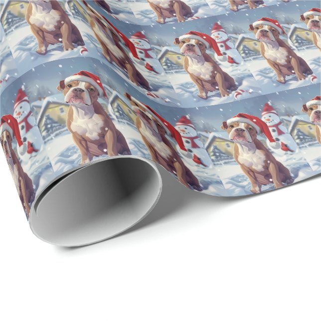 Papel De Regalo Navidades de American Staffordshire Winter Wonderl (Esquina del rollo)