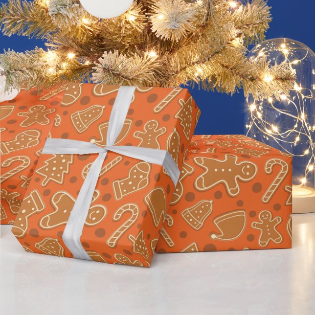 Papel De Regalo Navidades de amor de pan de jengibre Naranja sin c (Vacaciones)