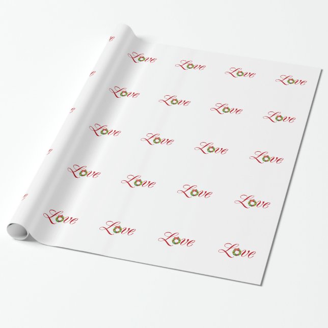 Papel De Regalo Navidades de amor Wreath Holiday Xmas Design (Desenrollado)
