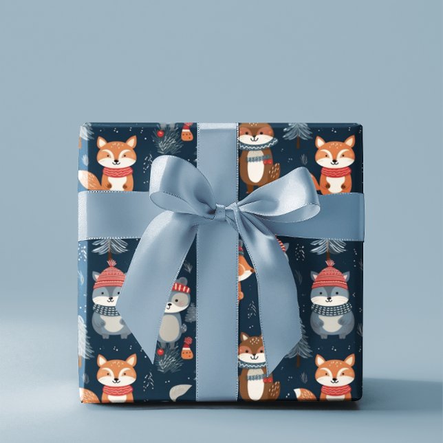 Papel De Regalo Navidades de animales de invierno y azul de cumple (Subido por el creador)