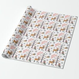 Papel De Regalo Navidades de animales de Woodland