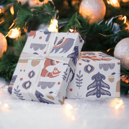 Papel De Regalo Navidades de animales de Woodland escandinavos
