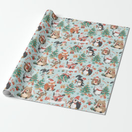 Papel De Regalo Navidades de Animales Personalizados Adorables