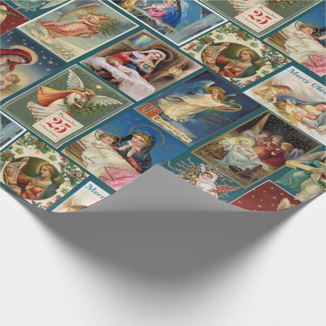 Papel De Regalo Navidades de Antigüedad tarjetas Niño Jesús Angels (Esquina)