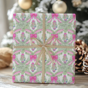 Papel De Regalo Navidades de árbol de jarrón acuarela de barro ros