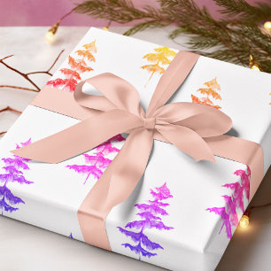 Papel De Regalo Navidades de árbol rosado de color acuático modern