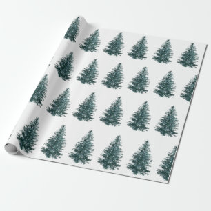 Papel De Regalo Navidades de Árbol Verde de color de agua moderna 