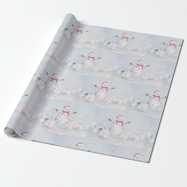 Papel De Regalo Navidades de arte de Borzoi Wolfhound (Desenrollado)