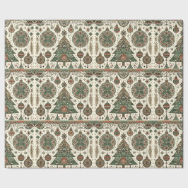 Papel De Regalo Navidades de arte folclórico rojo y verde festivo