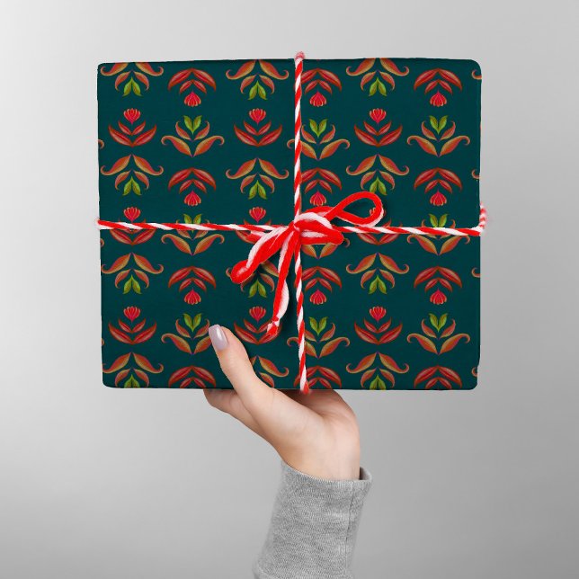 Papel De Regalo Navidades de arte folclórico turquesa acogedores y (Subido por el creador)