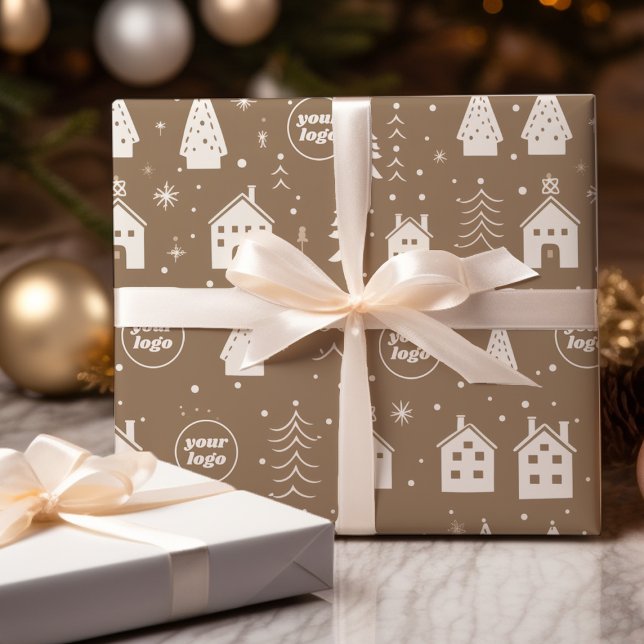 Papel De Regalo Navidades de artesanías marrones con logotipo (Subido por el creador)