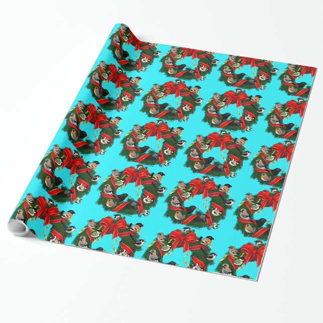 Papel De Regalo Navidades de Aves Jardín Europeos Birdorables Wrea (Desenrollado)