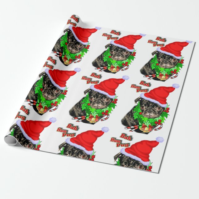 Papel De Regalo Navidades de Bah Hum Pug (Desenrollado)