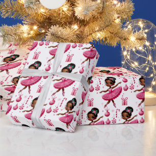 Papel De Regalo Navidades de baloncesto afroamericano rosado