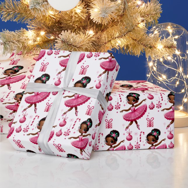 Papel De Regalo Navidades de baloncesto afroamericano rosado (Vacaciones)