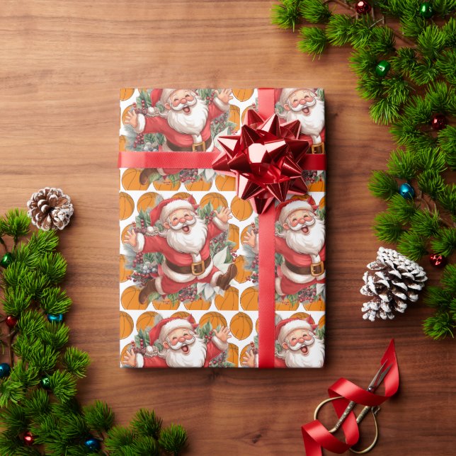 Papel De Regalo Navidades de baloncesto con Santa Claus (Regalo de vacaciones)