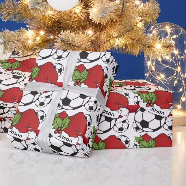 Papel De Regalo Navidades de baloncesto de fútbol | Nombre DIY (Vacaciones)