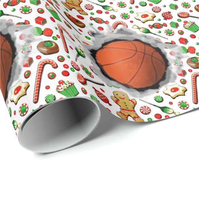 Papel De Regalo Navidades de baloncesto de vacaciones (Esquina del rollo)