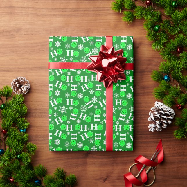 Papel De Regalo Navidades de baloncesto Green White Ho Ho Ho Ho Ho (Regalo de vacaciones)