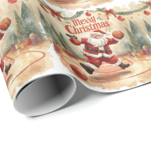 Papel De Regalo Navidades de baloncesto Santa Claus jugando