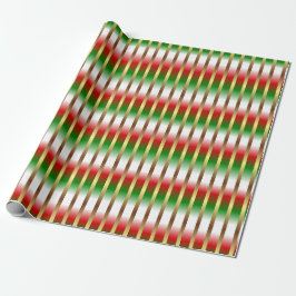 Papel De Regalo Navidades De Bandas De Oro Y Blanco Verde Rojo