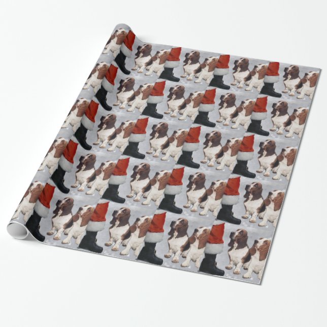 Papel De Regalo Navidades de Basset Hound (Desenrollado)