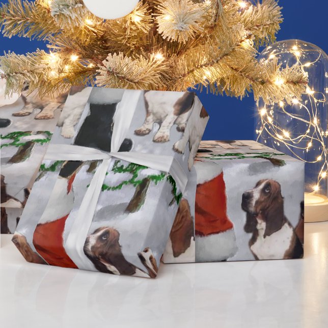 Papel De Regalo Navidades de Basset Hound (Vacaciones)