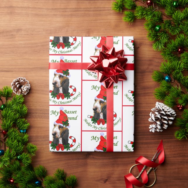 Papel De Regalo Navidades de Basset Hound (Regalo de vacaciones)