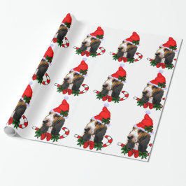Papel De Regalo Navidades de Basset Hound Santa