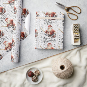 Papel De Regalo Navidades de béisbol con Santa Claus