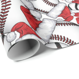 Papel De Regalo Navidades de béisbol con Santa Hats