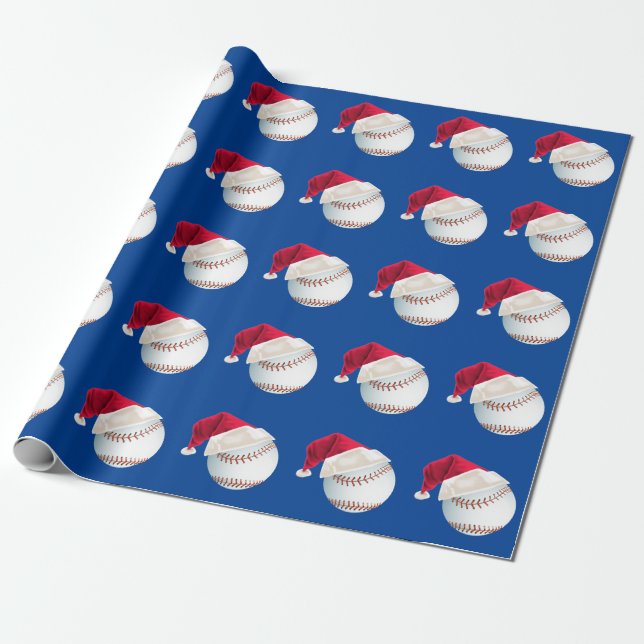 Papel De Regalo Navidades de béisbol divertidos Santa Holiday (Desenrollado)