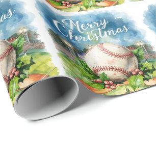 Papel De Regalo Navidades de béisbol en el estadio