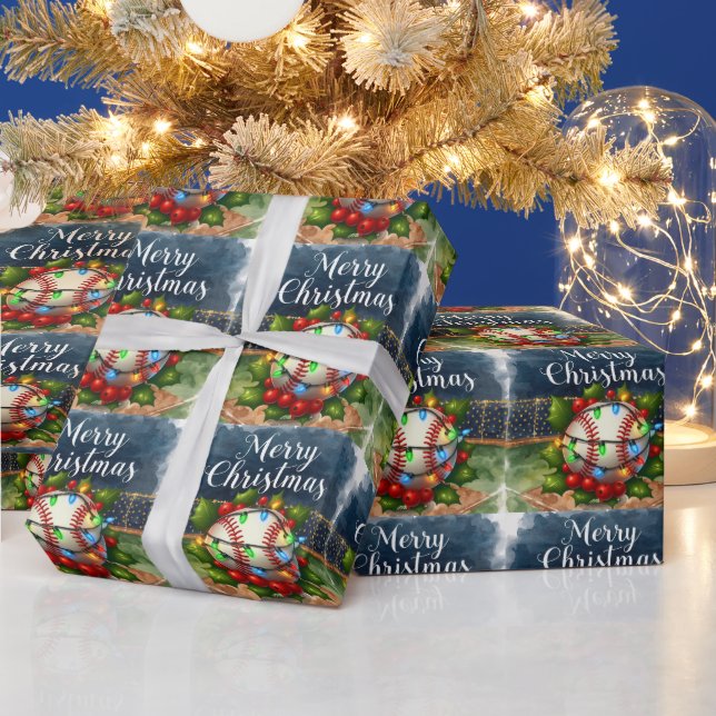 Papel De Regalo Navidades de béisbol en el estadio (Vacaciones)