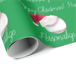 Papel De Regalo Navidades de béisbol personalizados Santa Holiday