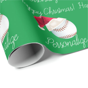Papel De Regalo Navidades de béisbol personalizados Santa Holiday