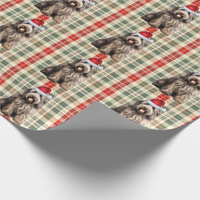 Papel De Regalo Navidades de Bergamasco Dog y Holiday Plaid (Esquina)