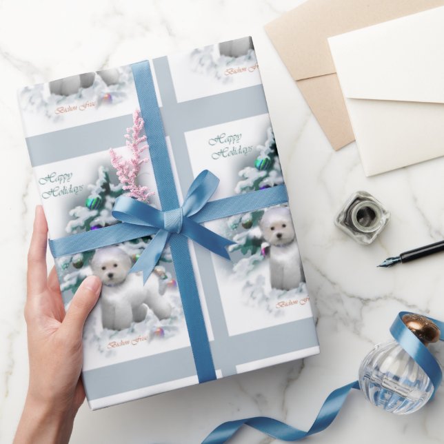 Papel De Regalo Navidades de Bichon Frise (Regalar)