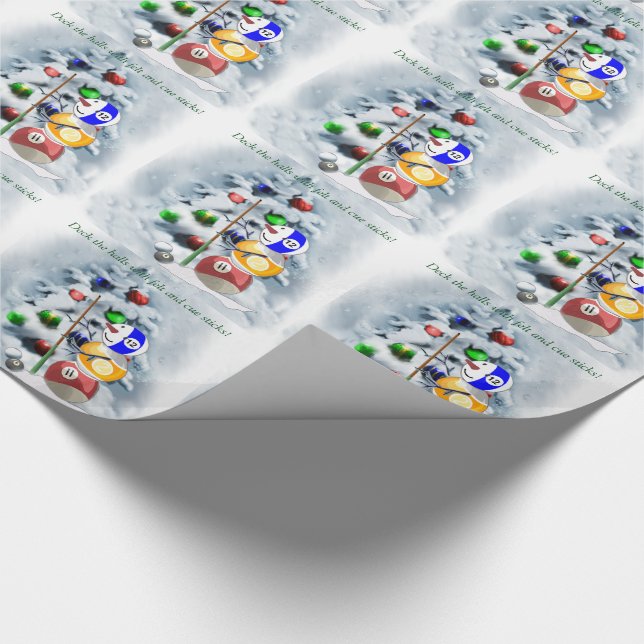 Papel De Regalo Navidades de Billiards Ball Snowman (Esquina)