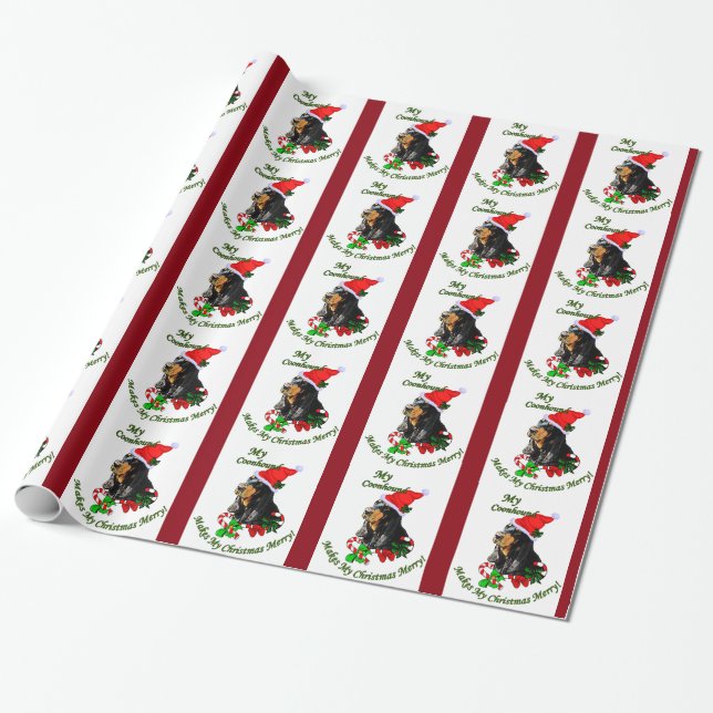 Papel De Regalo Navidades de Black and Tan Coonhound (Desenrollado)