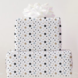 Papel De Regalo Navidades de Black White Stars 5 Rollos de tamaño